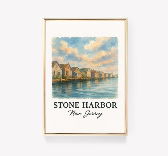 Stone Harbor Travel Poster New Jersey Wall Art Vintage Print Usa Gift Decor