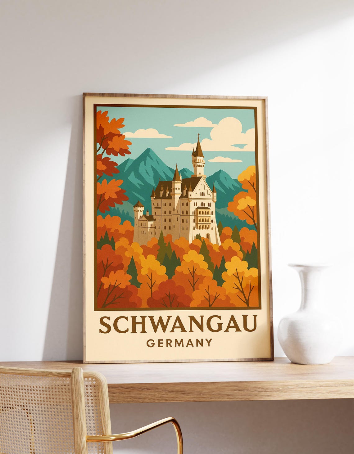 Schwangau Germany Neuschwanstein Castle Autumn Travel Poster