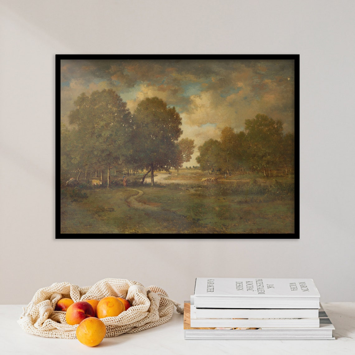 Theodore Rousseau A River in Meadow 1840 Landscape Art Poster