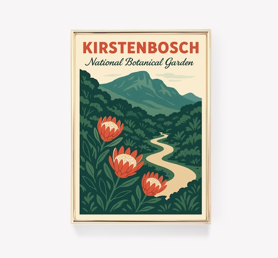 Kirstenbosch National Botanical Garden Protea Flowers Travel Poster