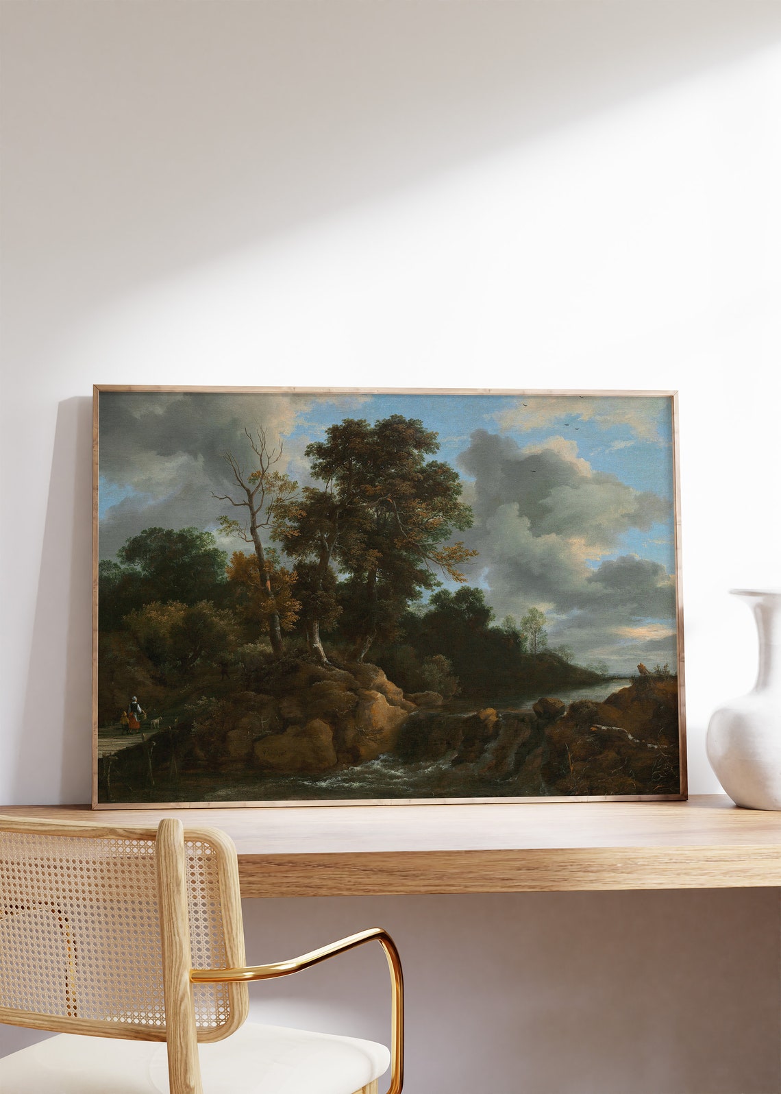 Jacob Van Ruisdael 1670 Forest Waterfall Cloudy Sky Landscape Poster