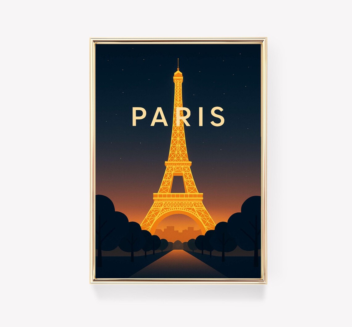 Paris Vintage Travel Poster, France Wall Art