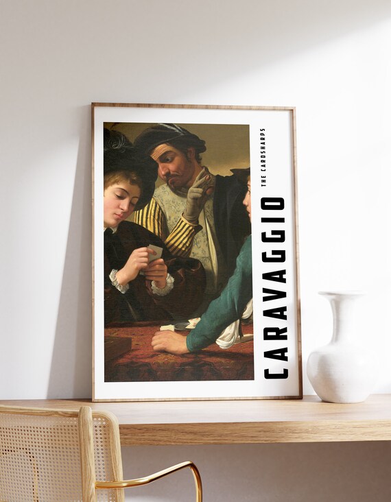 Caravaggio The Cardsharps Vertical Museum Exhibition Classic Art Poster