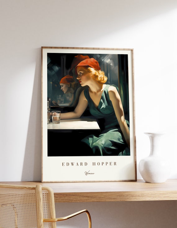 Woman Painting Edward Hopper Poster Mid Century Modern Art Nouveau Home Decor