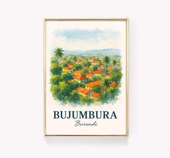 Bujumbura Travel Poster Burundi Wall Art Print Vintage Decor African Canvas