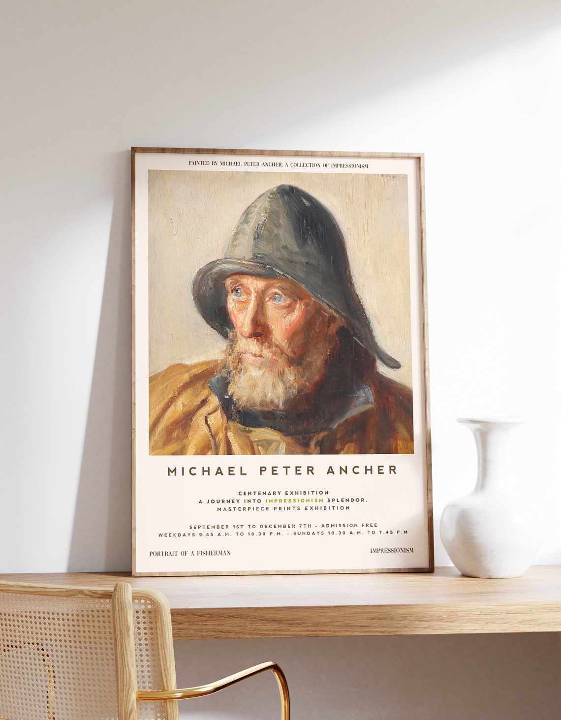 Michael Peter Ancher Fisherman Portrait Vintage Exhibition Poster