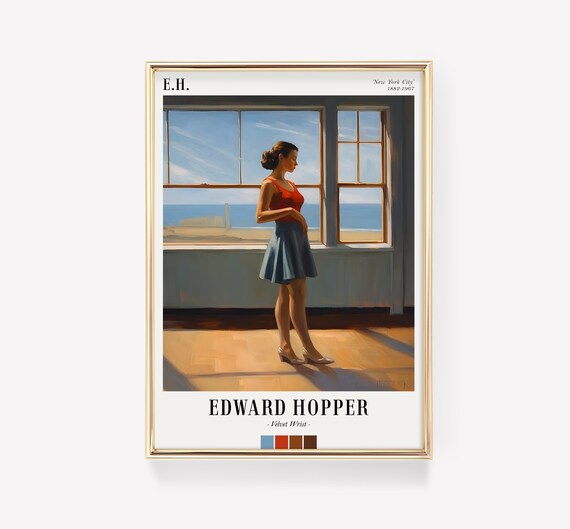 Edward Hopper Exhibition Poster Mid Century Modern Victorian Female Figure Bored Woman Retro Vintage Trendy
