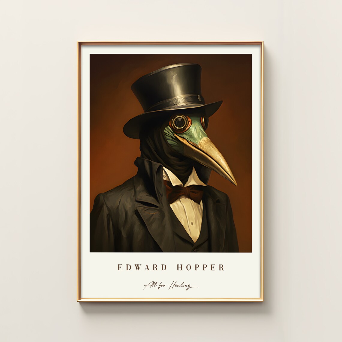 Plague Doctor Portrait Print Gothic Victorian Healer Dark Academia Art