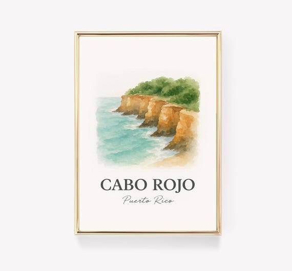 Cabo Rojo Travel Poster Puerto Rico Wall Art Print Canvas Decor Vintage Gift