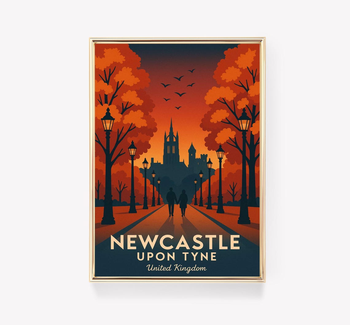 Newcastle Upon Tyne Autumn Avenue Sunset United Kingdom Poster