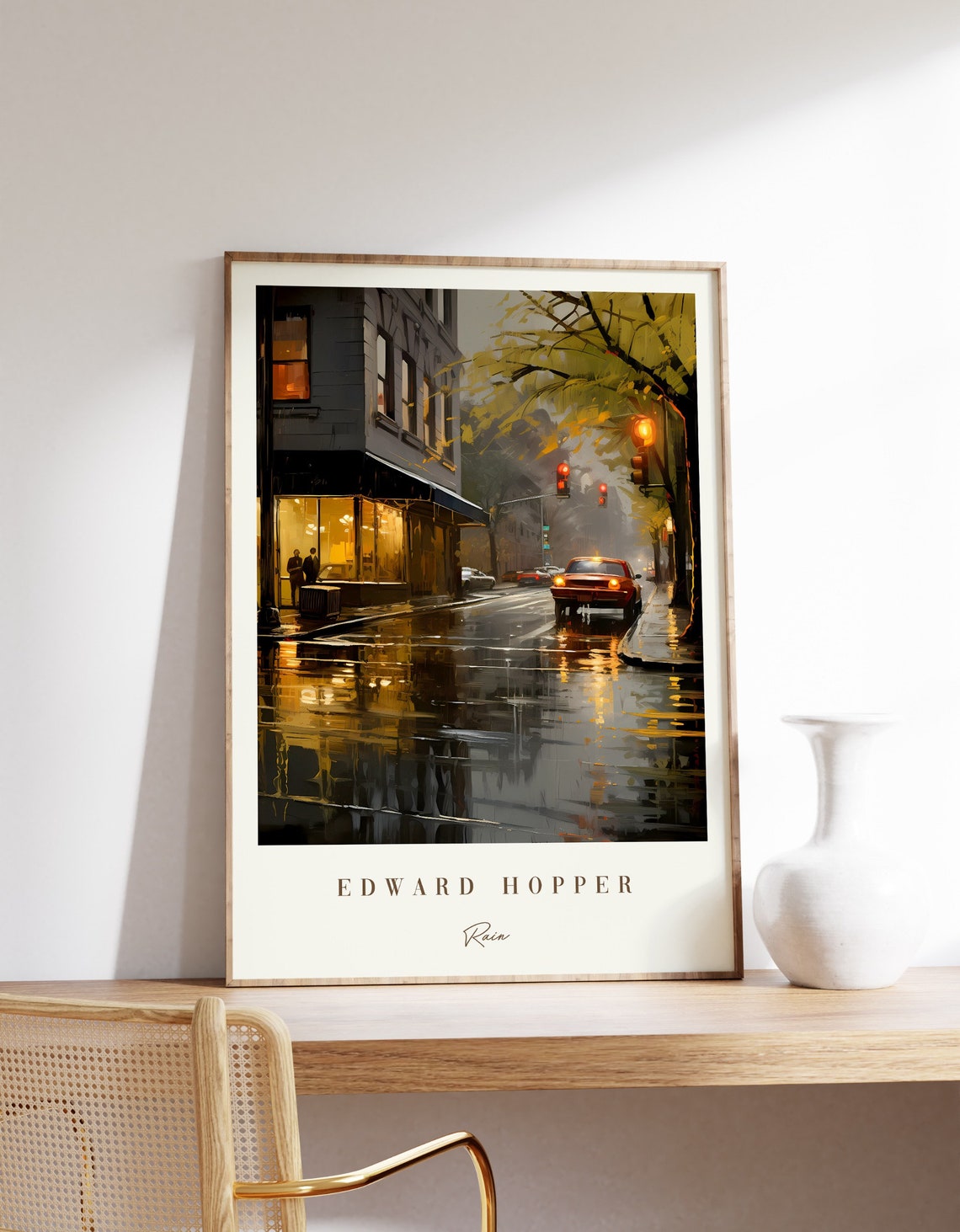 Edward Hopper Rain Night City Street Vintage Evening Decor Poster