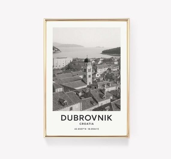 Dubrovnik Croatia Old Town Black And White Photo Travel Poster