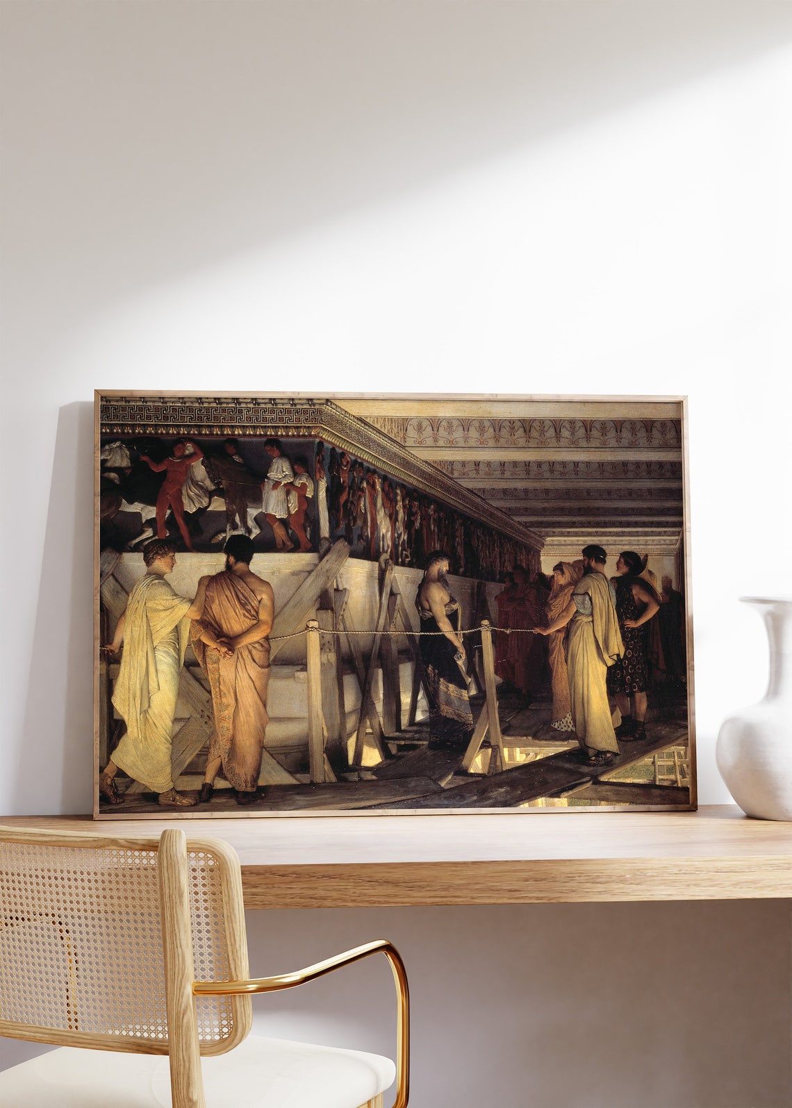 Lawrence Almatadema Pheidias And The Frieze Of Parthenon 1868 Vintage Poster Phidias Painting Romance Print Wall Art Decor