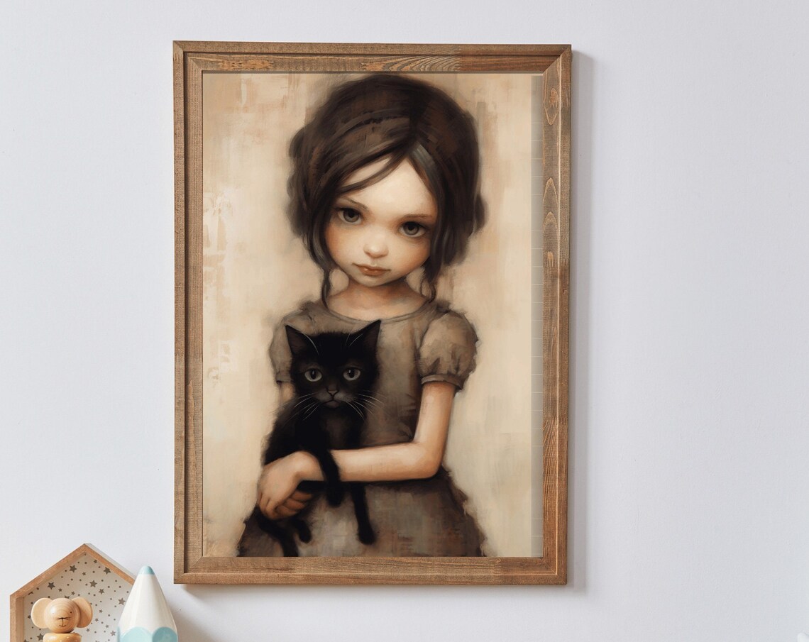 Vintage Cat Nursery Art Print, Whimsigoth Decor - Image 3