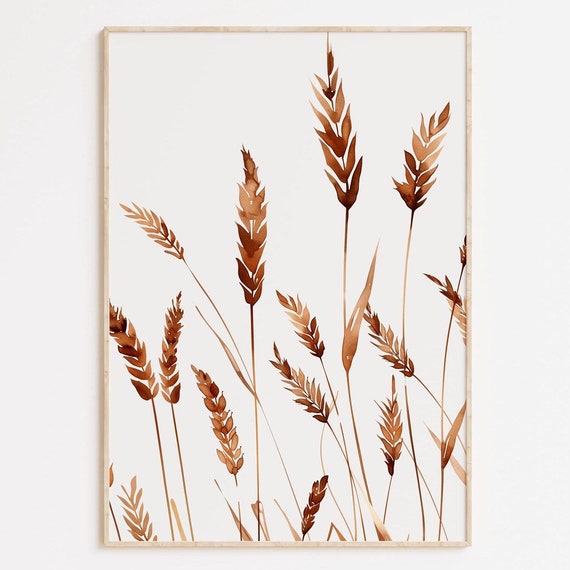 Wheat Grass Print Minimalist Farmhouse Wall Art