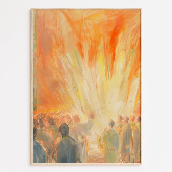 Tongues Of Fire Scripture Art Print Pentecost Christian Decor