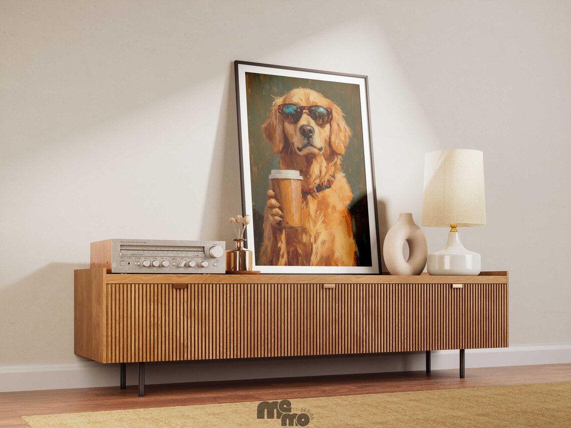 Golden Retriever Wall Art Print, Funny Pet Portrait - Image 6