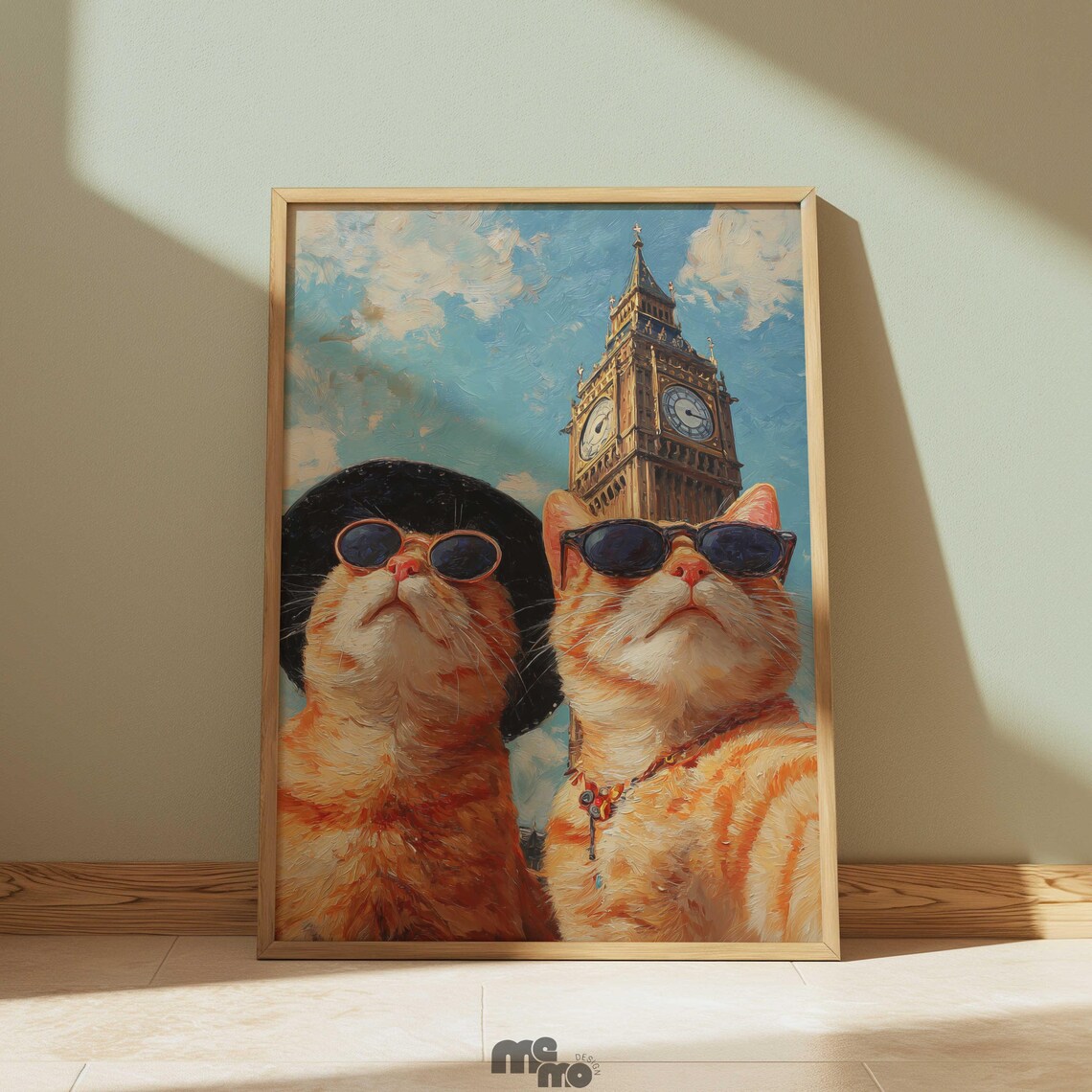 Big Ben Cat Wall Art Print, London Selfie