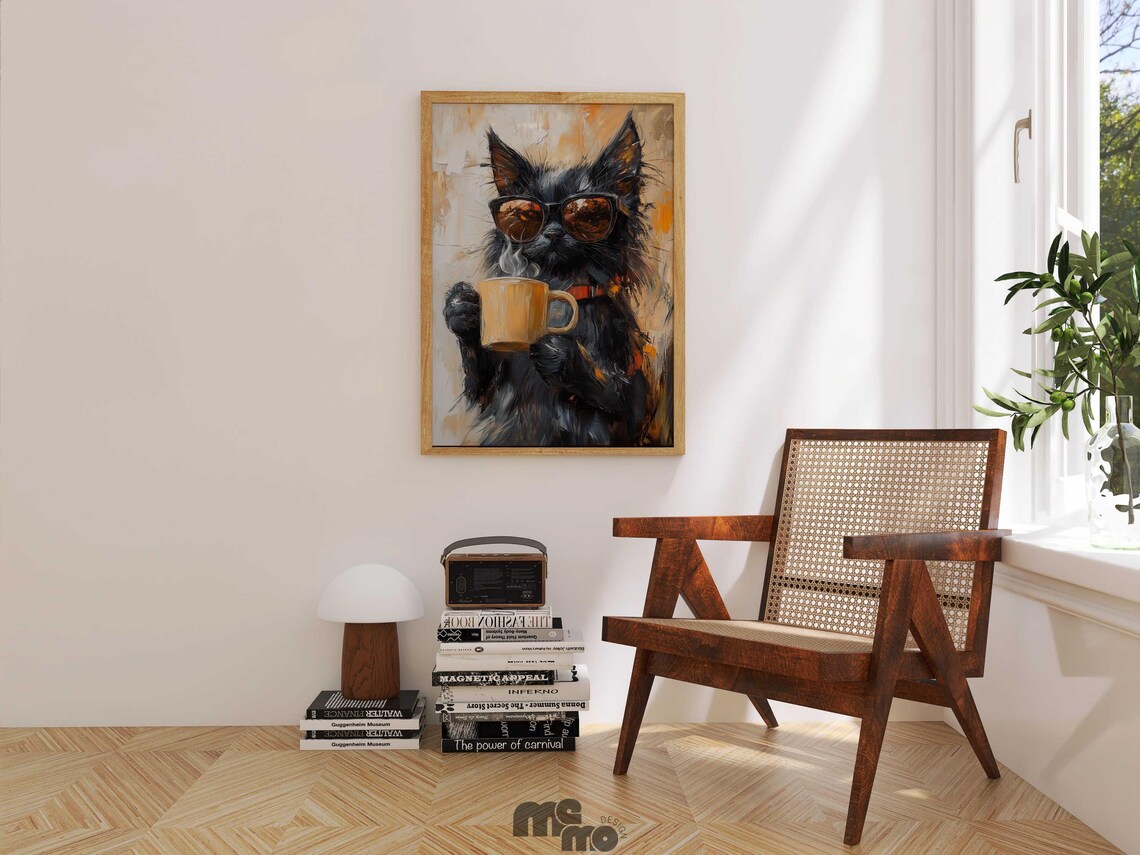 Black Maine Coon Coffee Cat, Funny Sunglasses Gift - Image 3