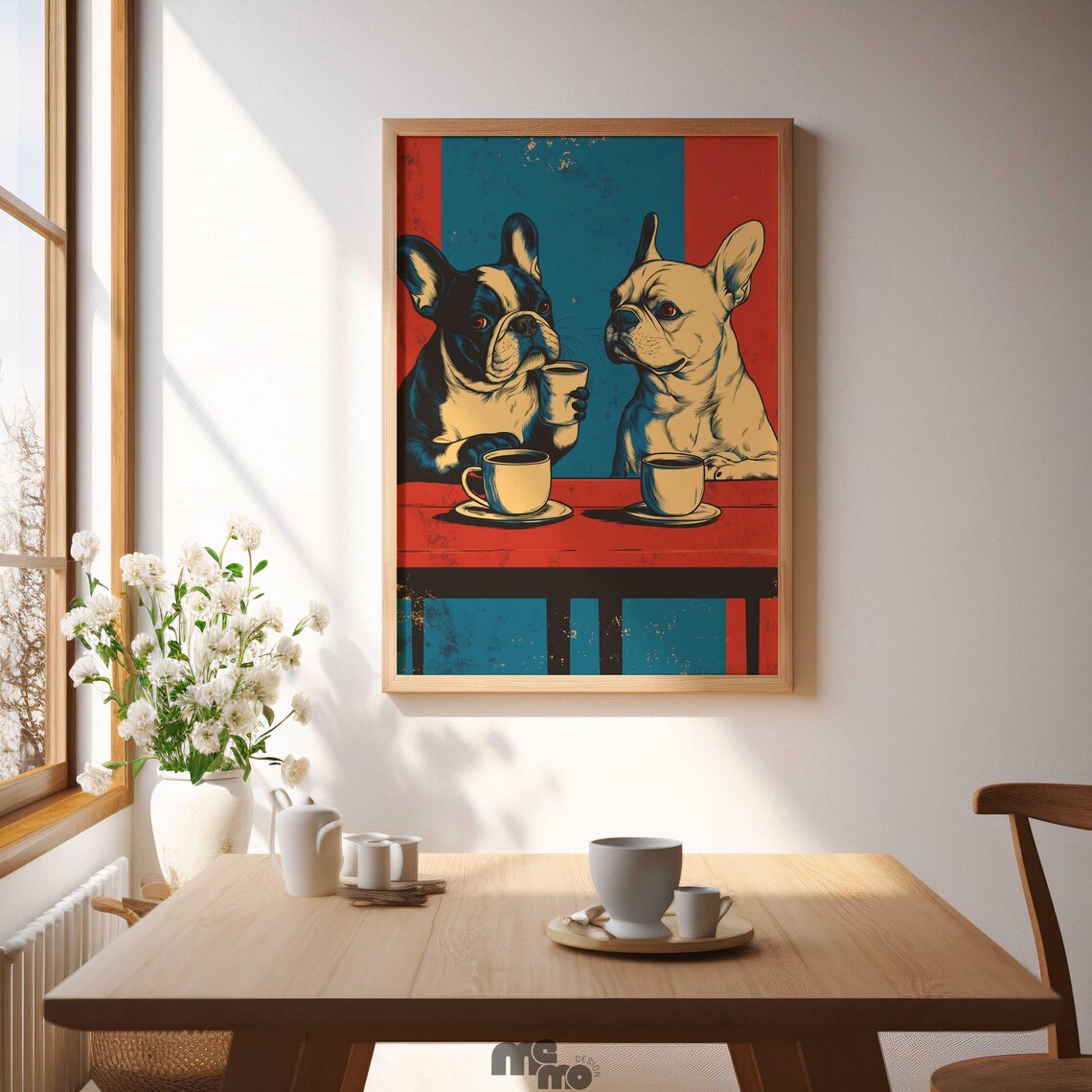 Bulldog Wall Art Print, Vintage Coffee Date - Image 4