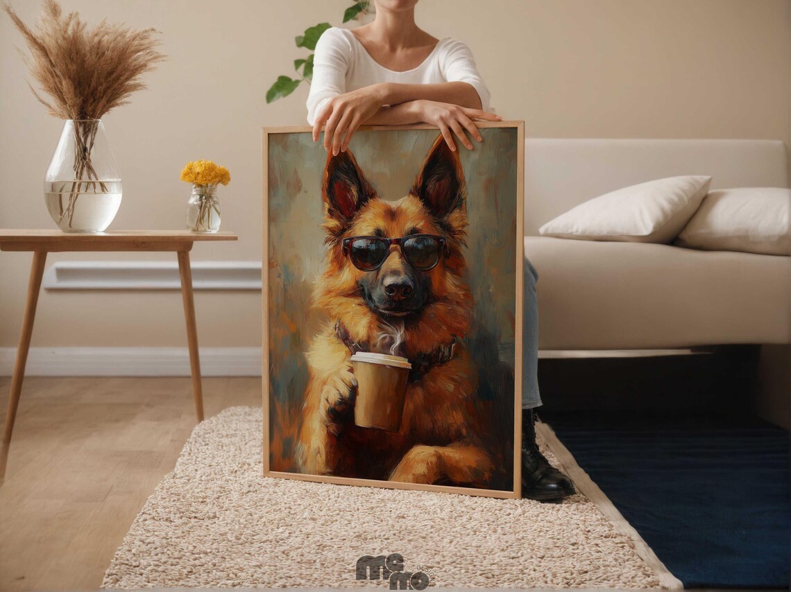 German Shepherd Coffee Wall Art, Funny Dog Art Print - Image 6
