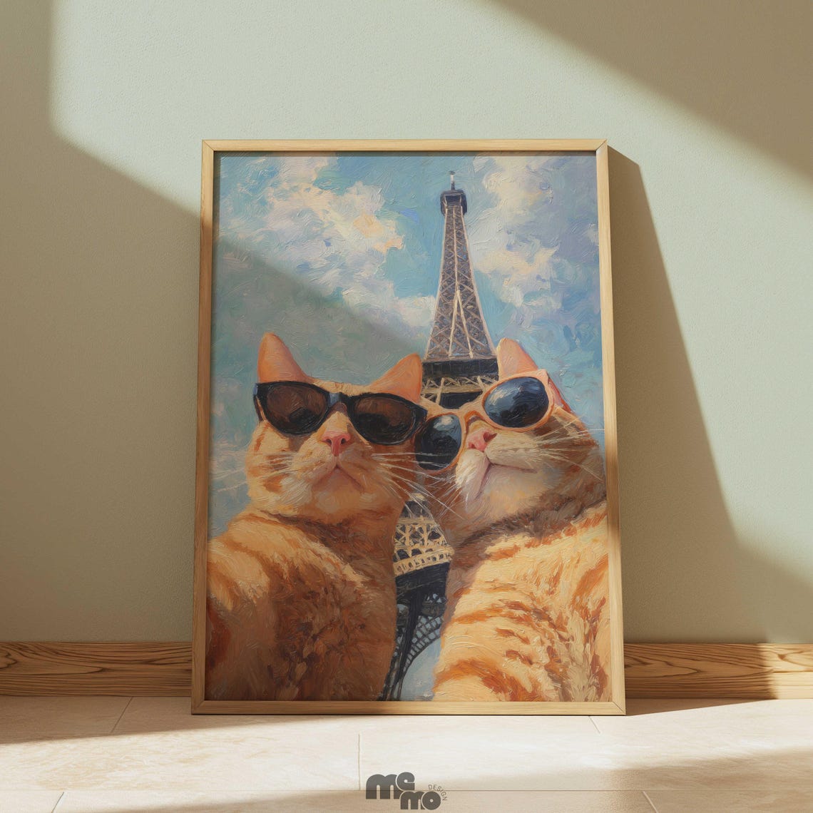 Funny Cats Eiffel Tower Paris Selfie Sunglasses Travel Poster