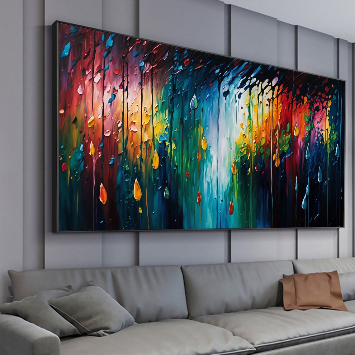 Rainbow Rain Drip Jewel Forest Abstract Colorful Modern Poster - Image 2