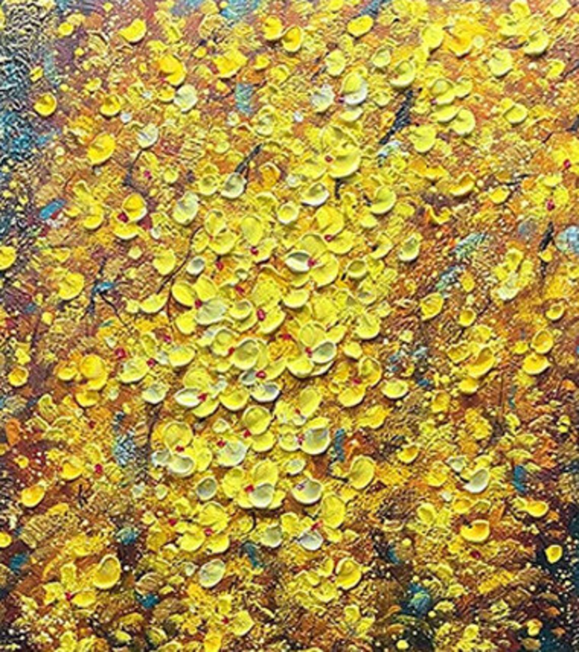 Cascading Golden Wisteria Blossoms Against Deep Teal Canvas Poster - Image 5
