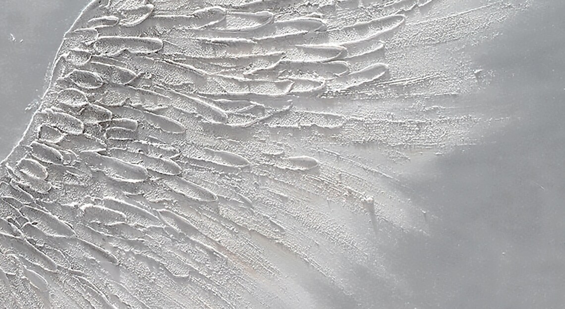 White Angel Wings Sculptural Texture Panoramic Oil Painting Art Print - Image 3