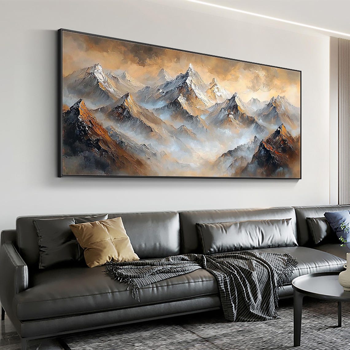 Misty Golden Sunrise Snow Capped Mountain Peaks Panoramic Poster - Image 5
