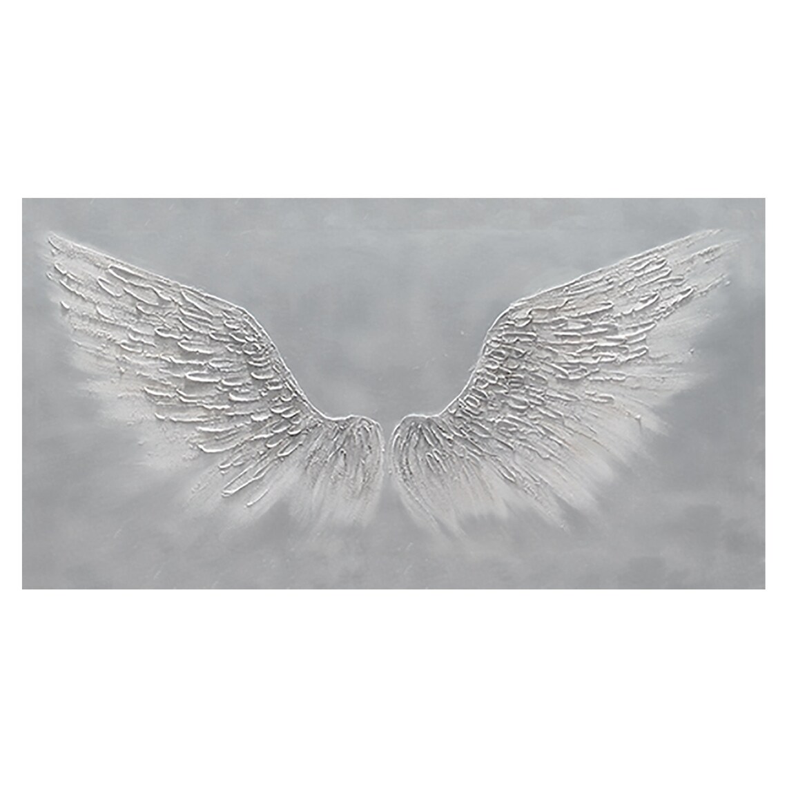 White Angel Wings Sculptural Texture Panoramic Oil Painting Art Print - Image 2
