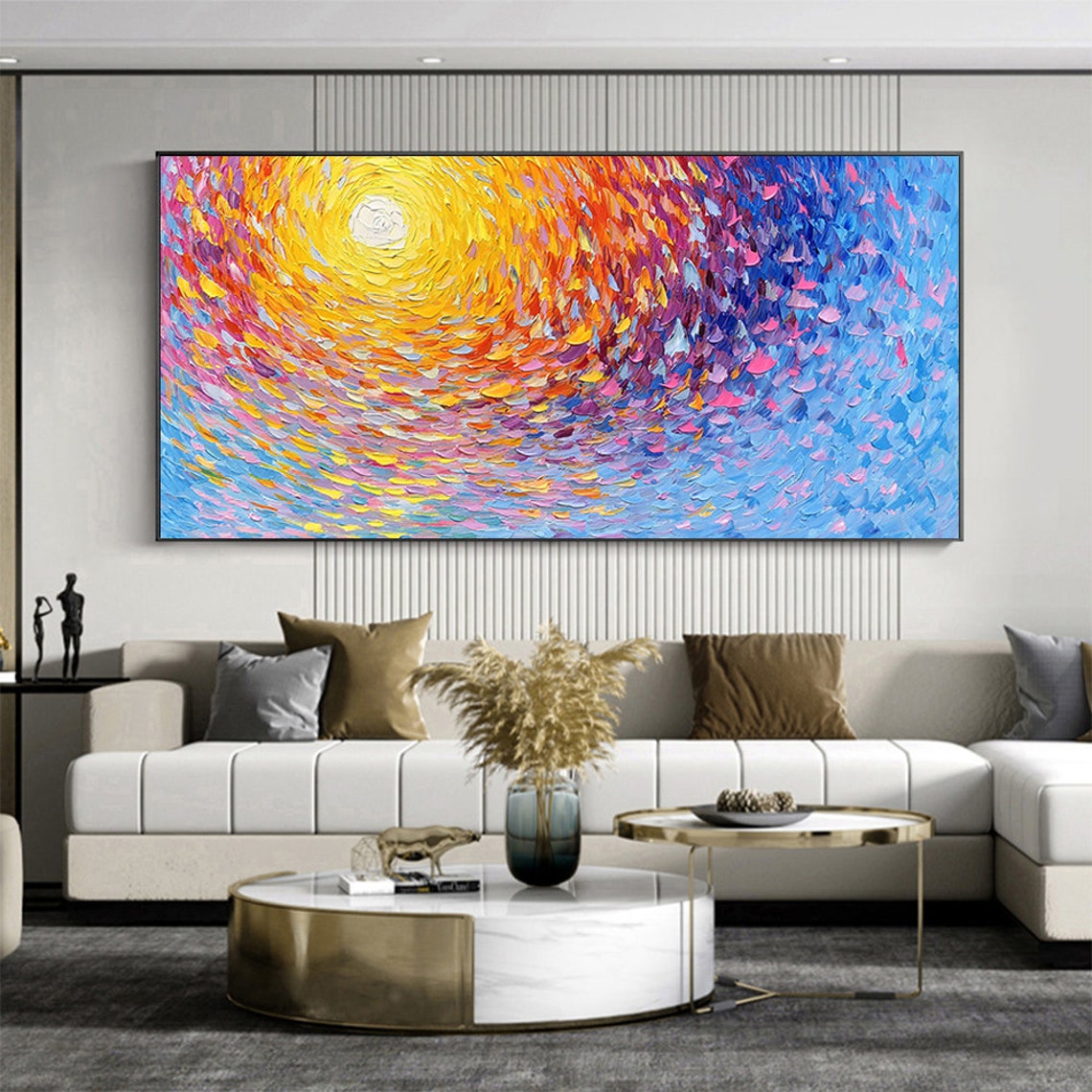 Radiant Sun Swirl Colorful Vortex Abstract Sunrise Modern Poster - Image 4