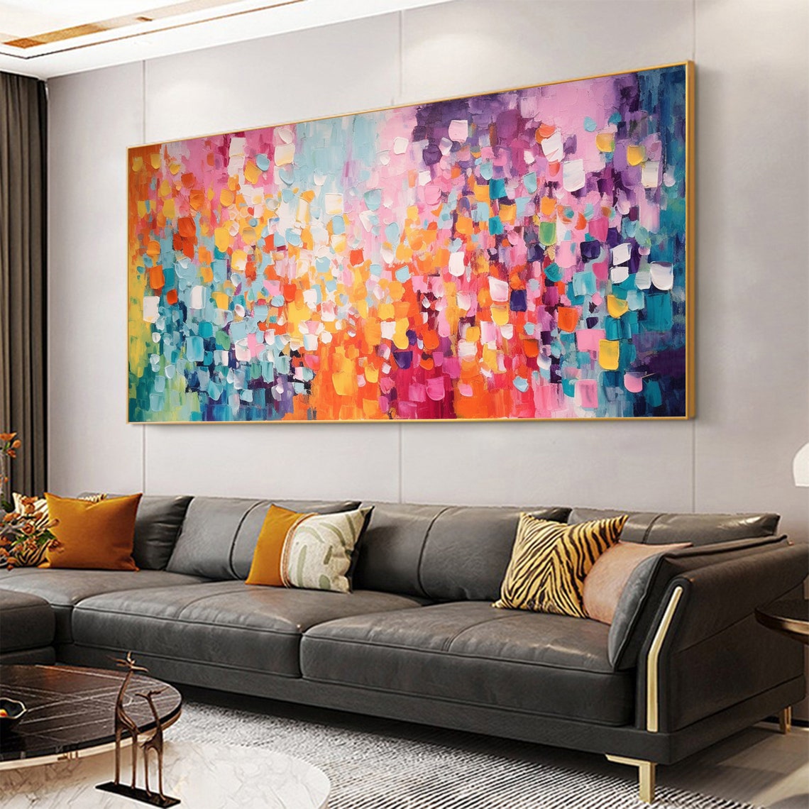 Colorful Mosaic Dabs Orange Glow Center Confetti Abstract Poster - Image 3