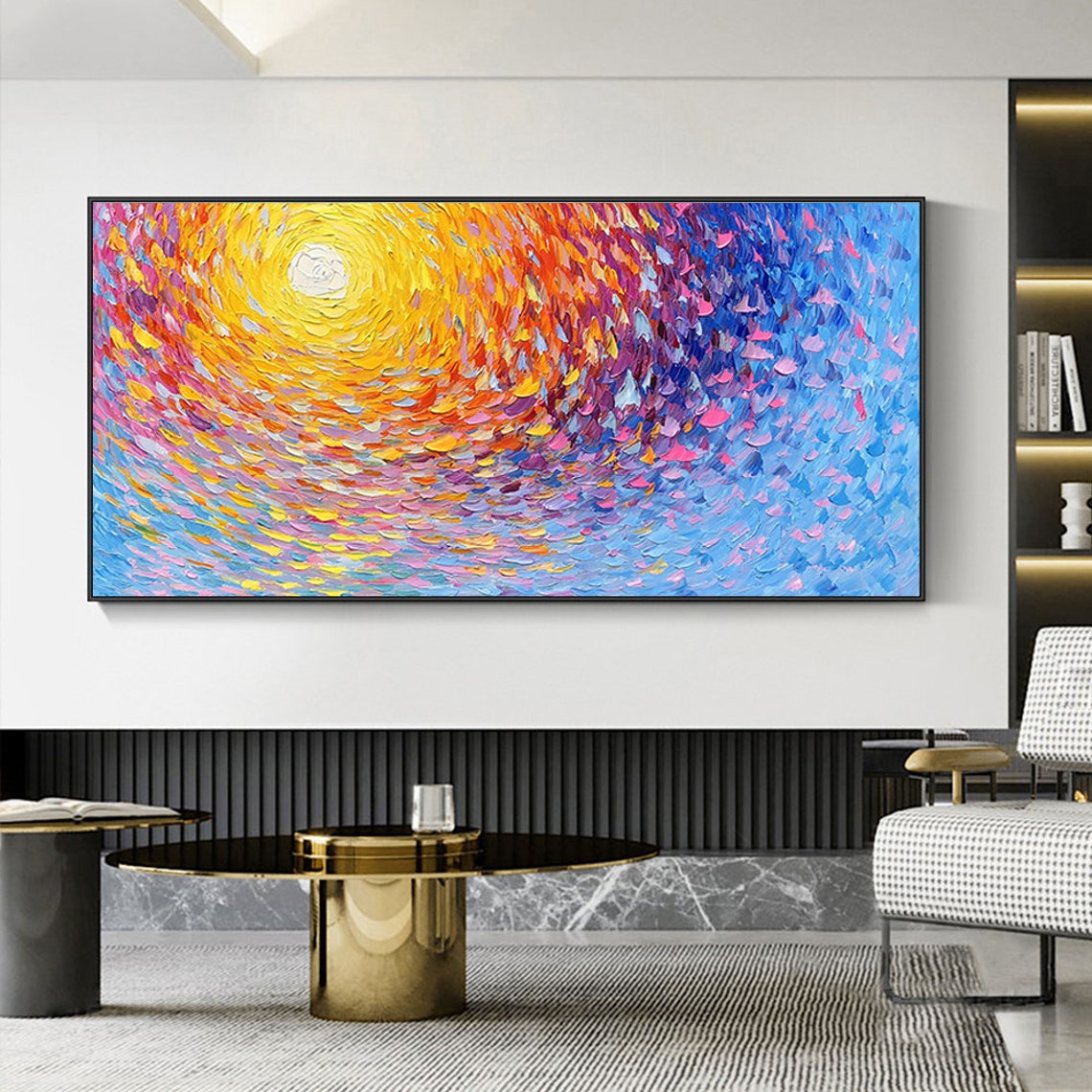 Radiant Sun Swirl Colorful Vortex Abstract Sunrise Modern Poster - Image 5