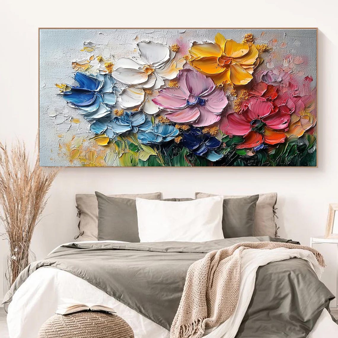 Colorful Three Dimensional Blooms in Thick Impasto Floral Poster - Image 3