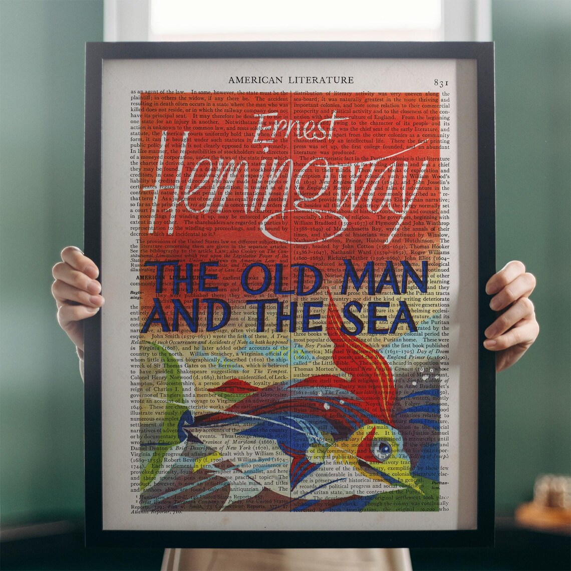 Ernest Hemingway The Old Man And The Sea Marlin Dictionary Art Poster - Image 4