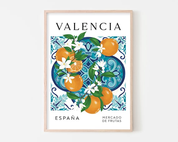 Valencia Oranges Poster, Spanish Food Art Print