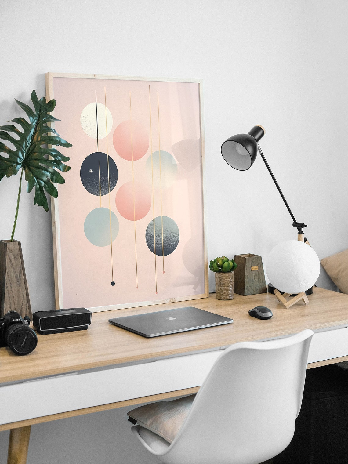 Pastel Pink Minimalist Moon Phase Circles Celestial Dream Poster - Image 3