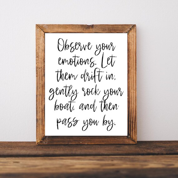 Observe Your Emotions Let Them Pass Therapy Office Quote Poster