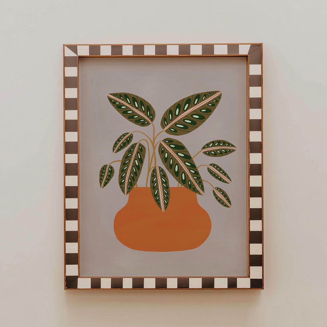 Prayer Plant Botanical Illustration Terracotta Pot Boho Print