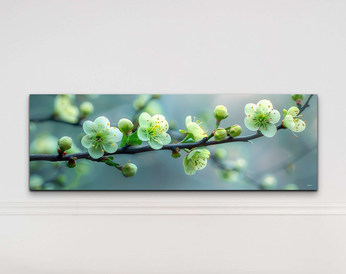 Green Plum Blossoms, Panoramic Nature Landscape