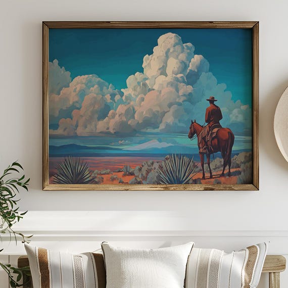 Cowboy Rider Under Desert Thunderclouds