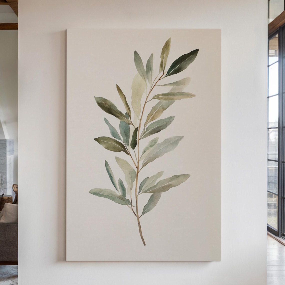 Watercolor Olive Branch Minimalist Botanical Art Print