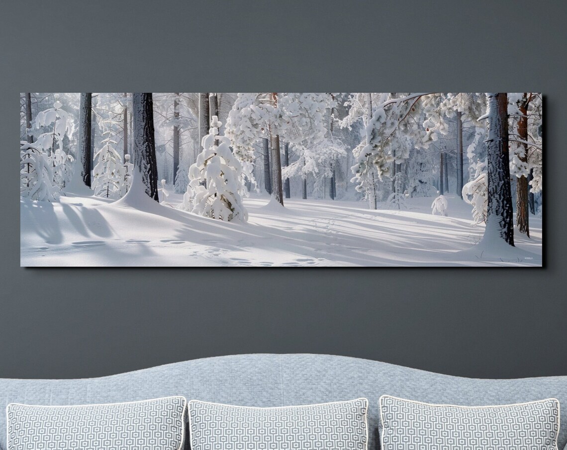 Snowy Pine Forest In Winter Sunlight Panoramic Nature Poster