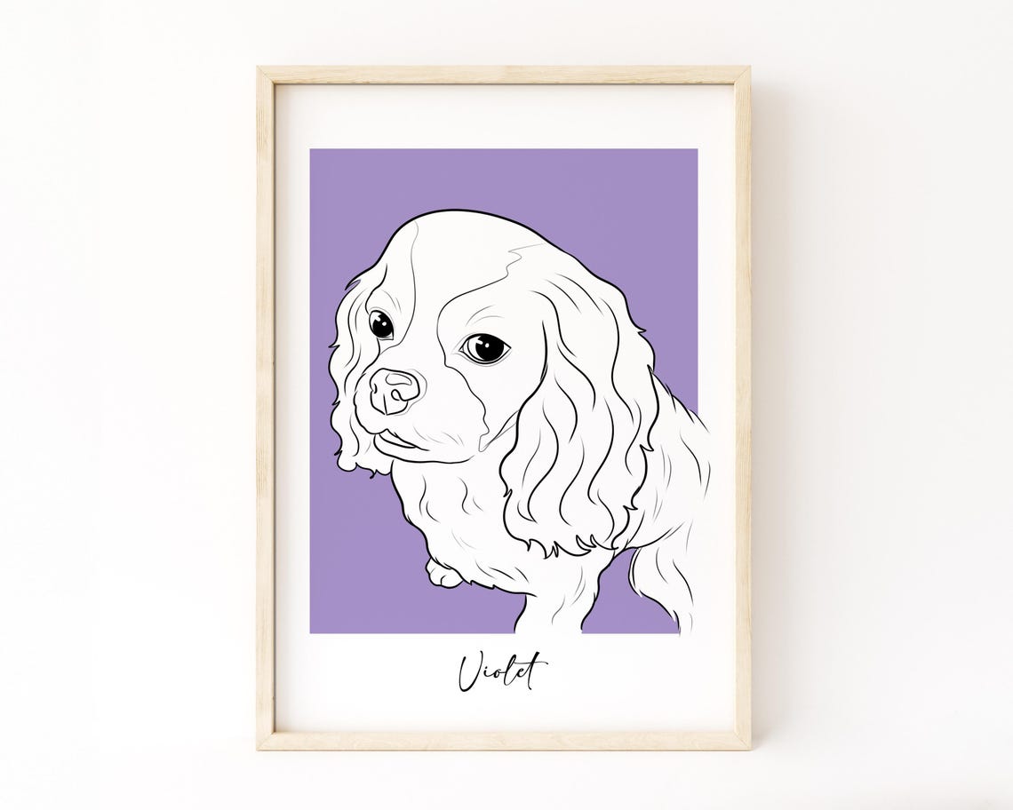 Custom Line Art Dog Portrait Personalized Puppy Memorial Gift Print