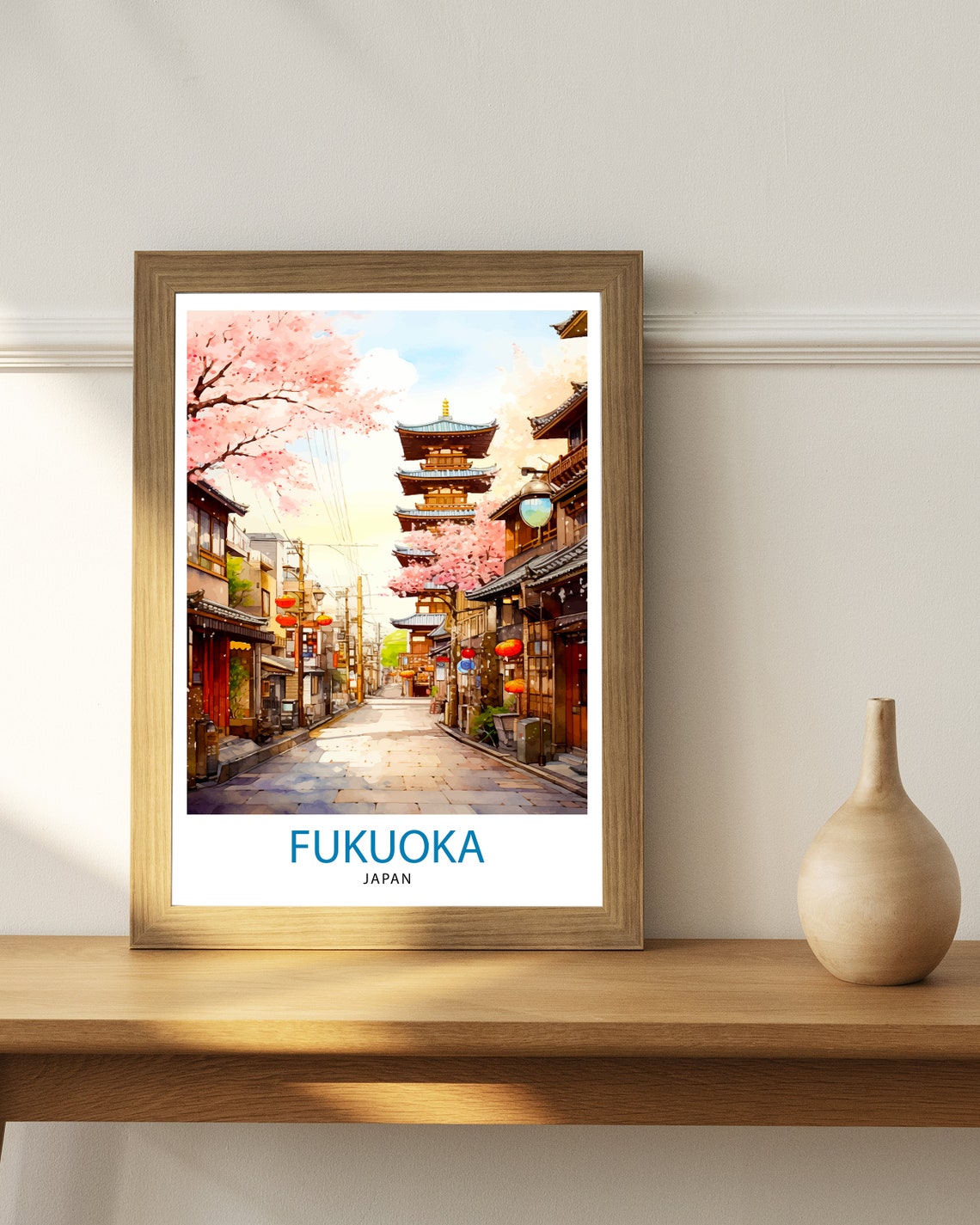 Fukuoka Japan Travel Print Fukuoka Wall Decor Fukuoka Poster Japan Travel Prints Fukuoka Art Print Fukuoka Illustration Fukuoka Wall Art - Image 3