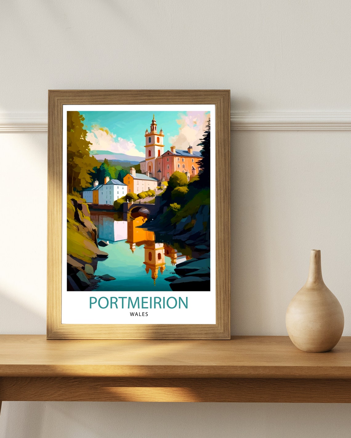 Portmeirion Wales Travel Print Portmeirion Wall Decor Portmeirion Home Living Decor Portmeirion Illustration Travel Poster Gift - Image 2