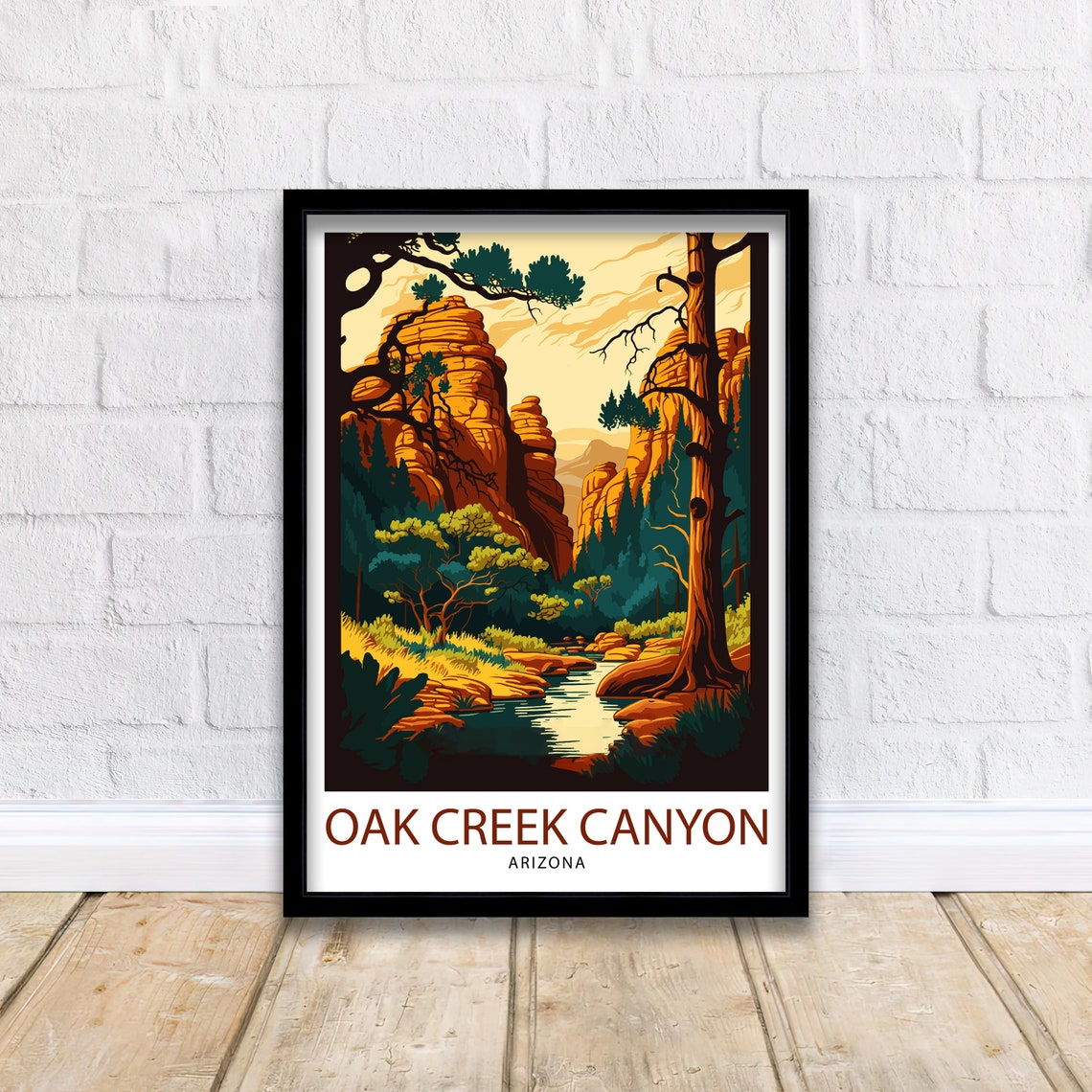 Oak Creek Arizona Travel Print Oak Creek Wall Decor Oak Creek Poster Arizona Travel Prints Oak Creek Art Print Oak Creek Illustration Oak - Image 2