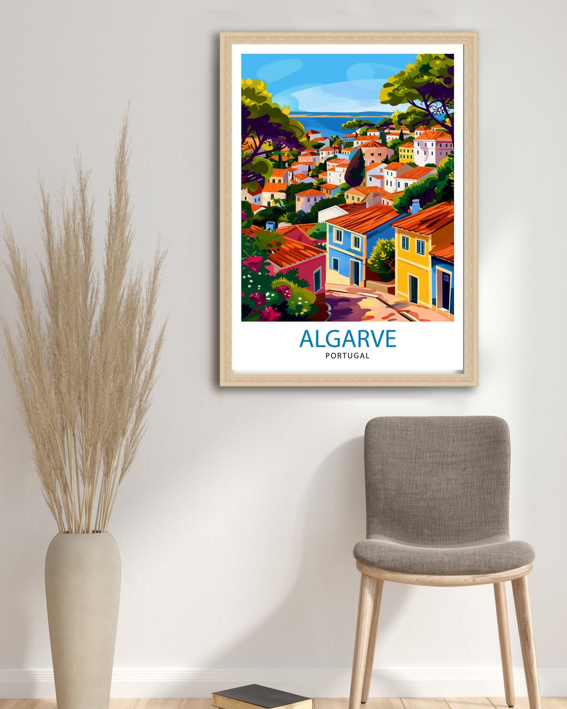 Algarve Portugal Colorful Old Town Rooftops Seaside Hill Poster - Image 2