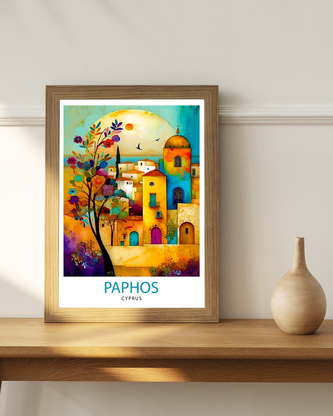 Paphos Cyprus Travel Poster, Europe Wall Art - Image 2